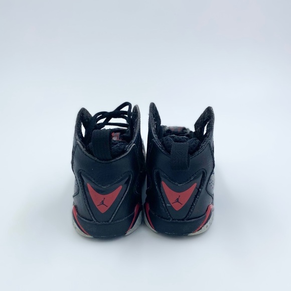 Nike 343797-002 Jordan Vii Black Red Baby Toddler Basketball Shoes Size 7c - Picture 4 of 6